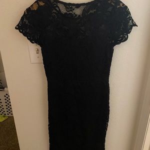 Black lace fitted dress
